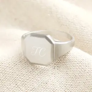Men's Personalised Brushed Signet Ring