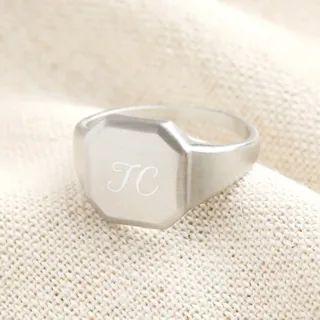Men's Personalised Brushed Signet Ring
