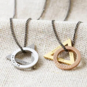 Men's Personalised Double Geometric Charm Necklace