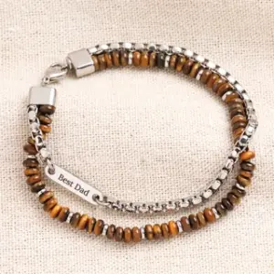 Men's Personalised Stainless Steel Double Layer Beaded Bracelet