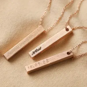 Personalised Bar Pendant Necklace in Rose Gold Filled
