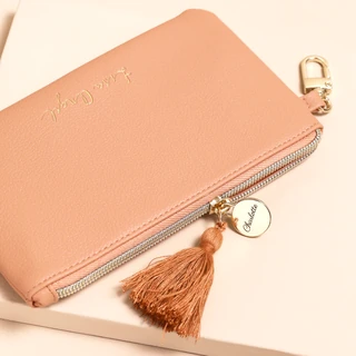 Personalised Charm Vegan Leather Purse in Blush Beige