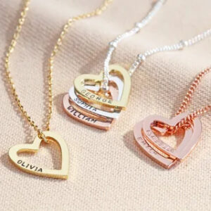 Personalised Family Large Heart Outline Necklace