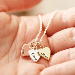 Personalised Family Names Heart Charm Necklace