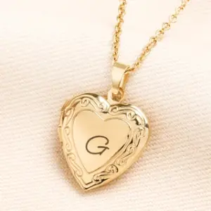 Personalised Initial Stainless Steel Heart Locket Necklace in Gold Filled