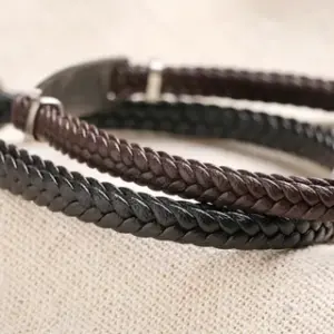Personalised Men's Double Braided Leather Bracelet