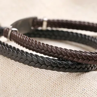 Personalised Men's Double Braided Leather Bracelet