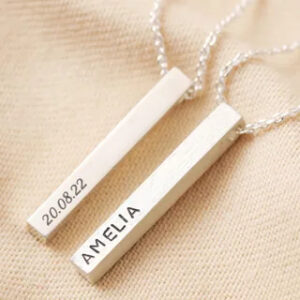 Personalised Sterling Silver Bar Necklace