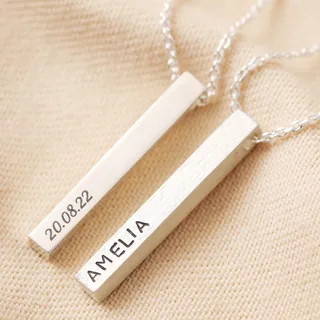 Personalised Sterling Silver Bar Necklace