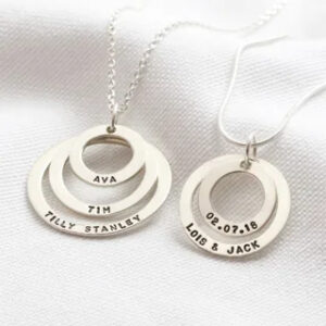 Personalised Sterling Silver Double Halo Necklace