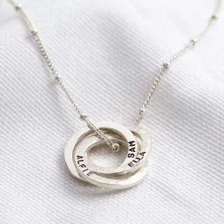 Personalised Sterling Silver Hammered Russian Ring Necklace