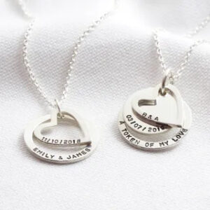 Personalised Sterling Silver Hearts and Hoops Necklace