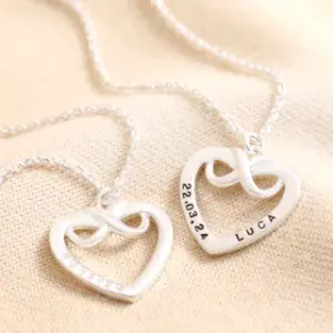 Personalised Sterling Silver Infinity Heart Pendant Necklace